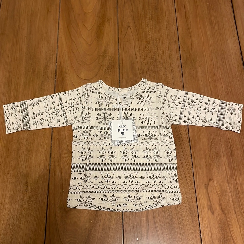 Kate Quinn LS Tee T-Shirt Fennel Nordic Snowflake 6-12M NWT
